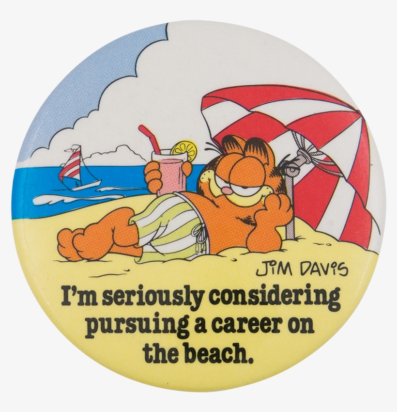 Garfield A Career On The Beach Entertainment Button - Garfield On The Beach, transparent png download