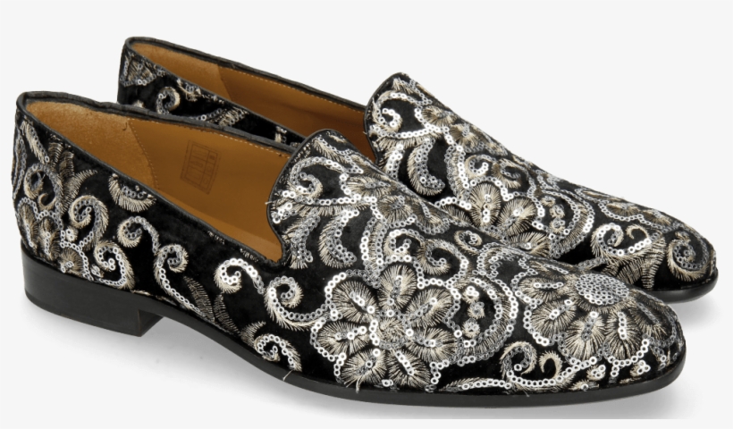 Loafers Prince 1 Textile Zardosi Black - Slip-on Shoe, transparent png download