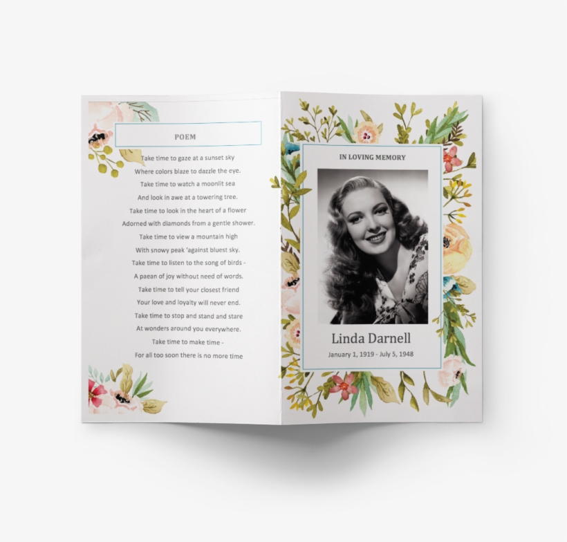 Prairie Flowers Funeral Program Template, transparent png download