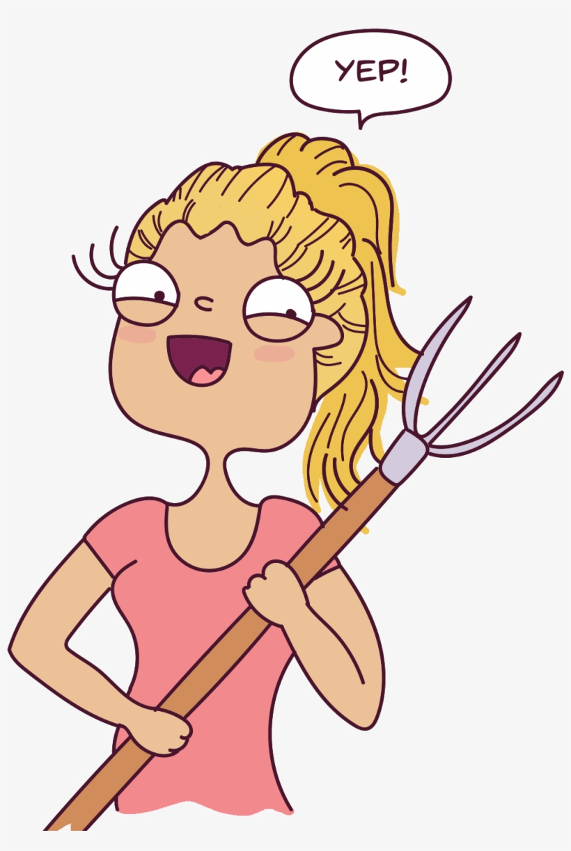 Girl Holding Pitchfork - Cartoon, transparent png download