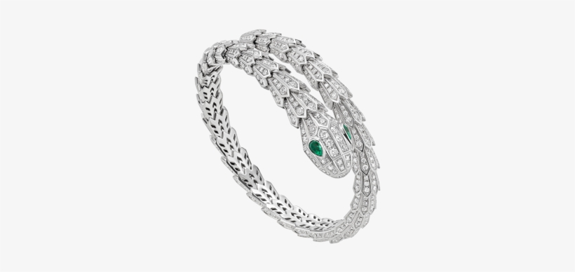 Serpentini Silver Bracelet - Bvlgari Serpenti Bracelet With Diamonds, transparent png download
