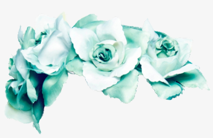 #blue #turqoise #flower #crown #flowercrown #rose #roses - Green And Blue Flower Crown, transparent png download