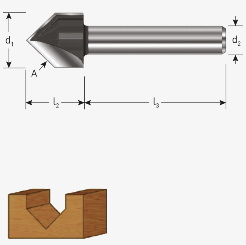 Tct V Groove Bit, Gold Line - Diagram, transparent png download