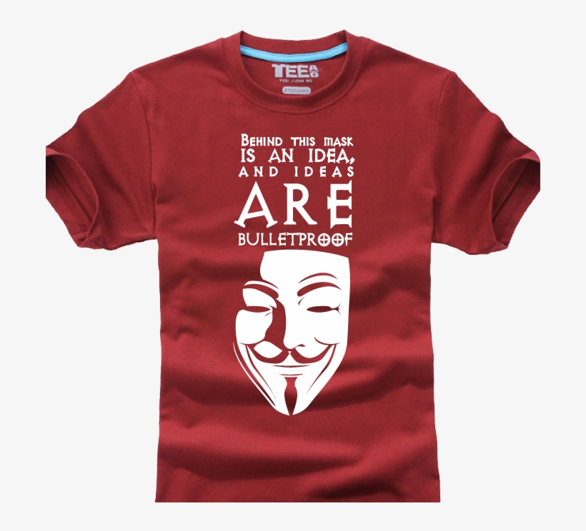 Bulletproof Burgundy T-shirt - V For Vendetta Mask, transparent png download