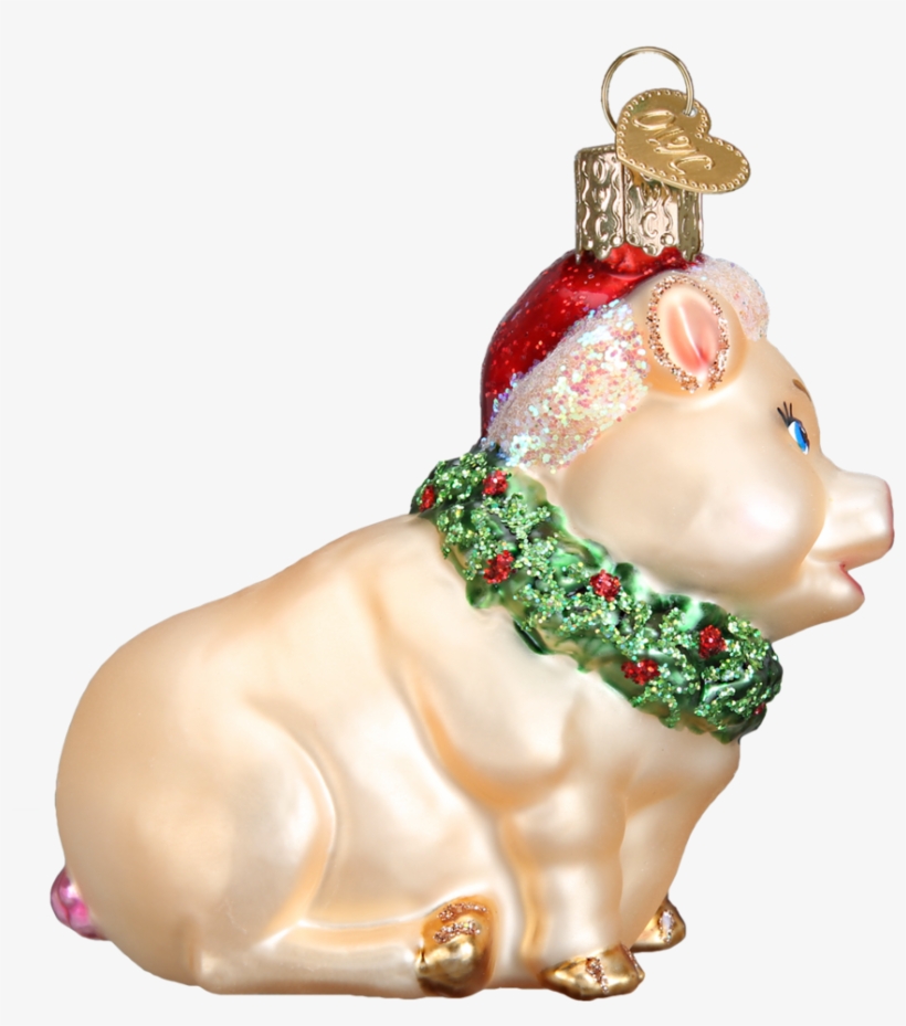 Old World Christmas Holly Pig Blown Glass Ornament - Christmas Ornament, transparent png download