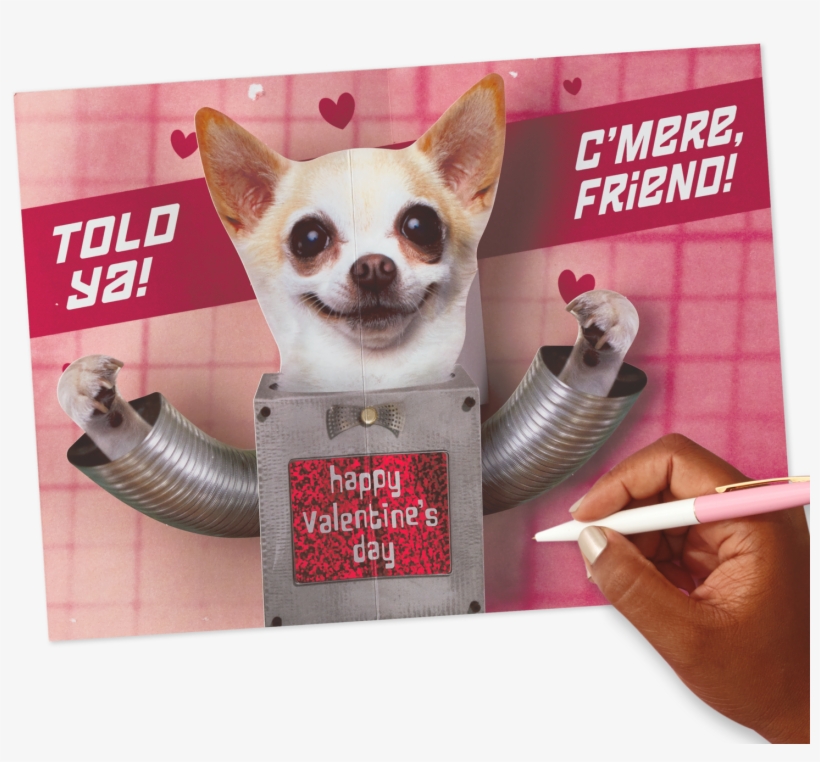 Chihuahua Robot Funny Pop Up Valentine's Day Card For - Happy Valentines Day Cute Chihuahua, transparent png download