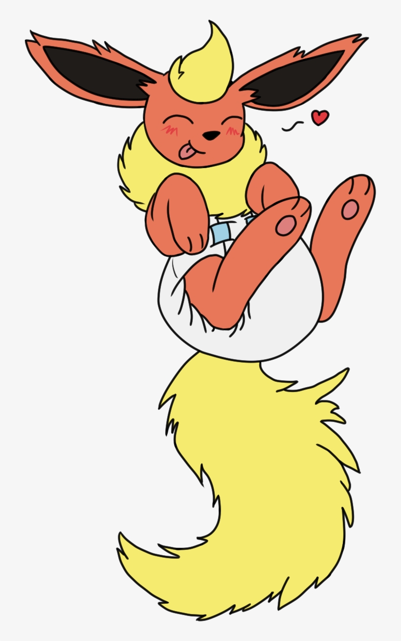 [ink, By Mewzy148] A Happy, Diapered Flareon - Cartoon, transparent png download