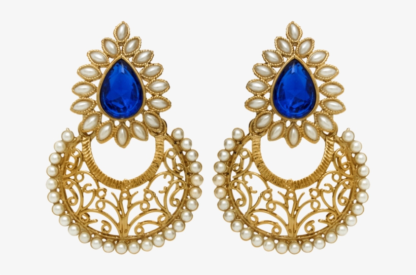 Buy Donna Traditional Ethnic Blue Dew Dangler Earrings - Earrings, transparent png download