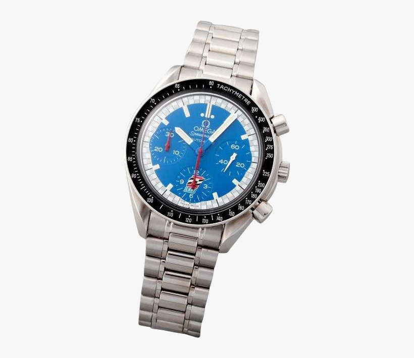 Stainless Steel Omega Speedmaster Blue Cart Logo Watch - Analog Watch, transparent png download