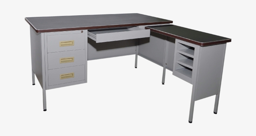 5′ L Shape Pedestal Desk S101 Lt Steel Desk Office - Computer Desk, transparent png download