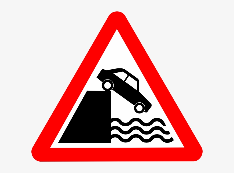 Free Vector Caution Cliff Water Clip Art - Road Work Signs Uk, transparent png download