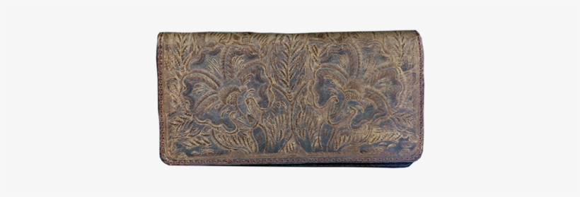 Distressed Hand Tooled Bison Leather Pull Up Checkbook - Wallet, transparent png download