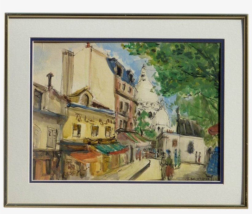 French Mid 1950's Paris Montmartre Street Scene Ink - French Street Scene Painting 1929, transparent png download