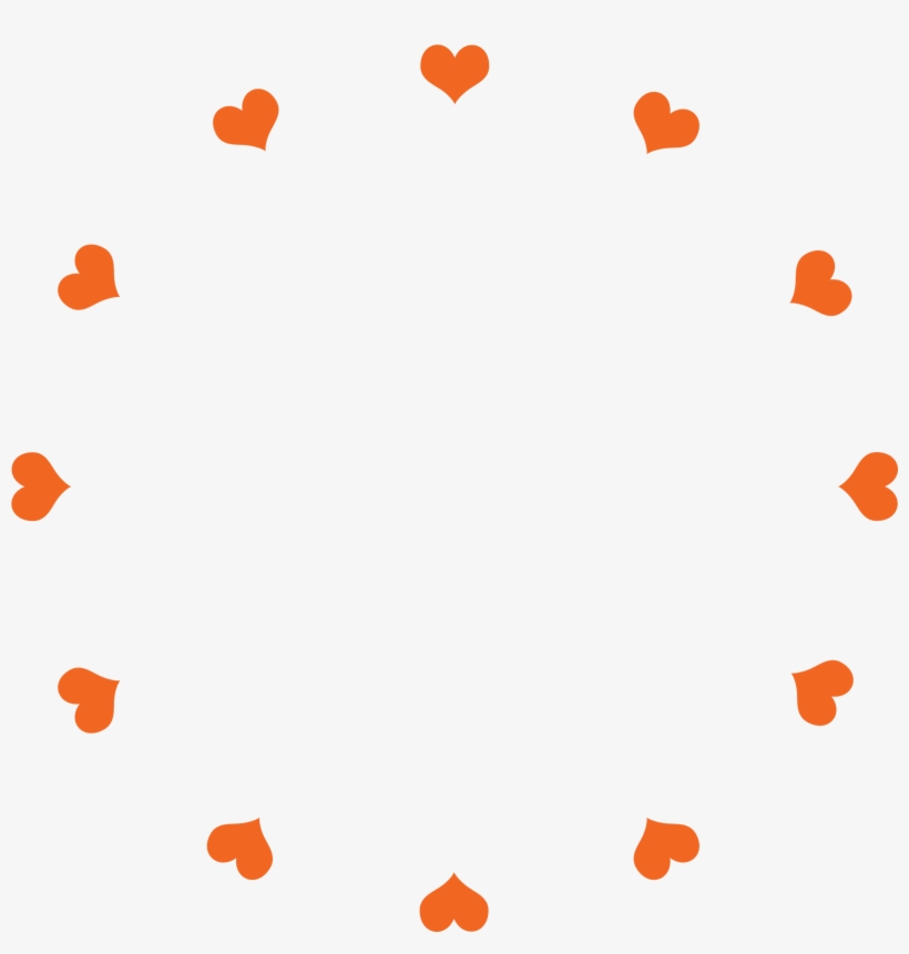 Clock Face Hearts Orange - Clock, transparent png download