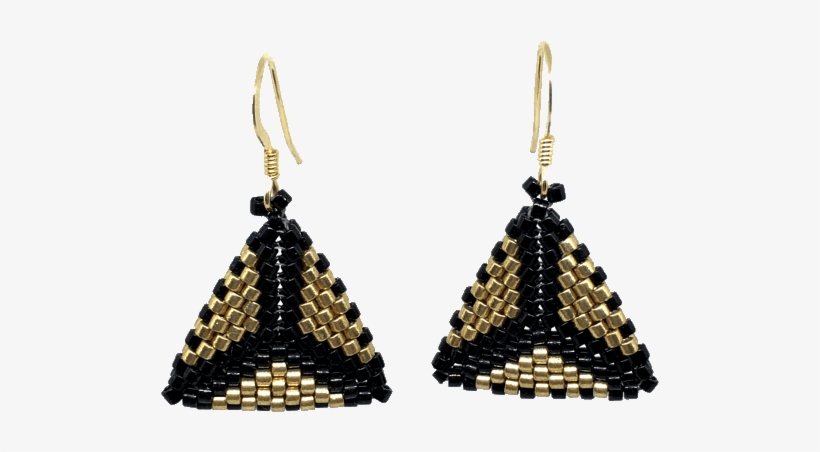 Black And Gold Triangle Earrings - Earrings, transparent png download