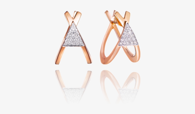 Cross Triangle Earring - Earring Yellow Gold, transparent png download
