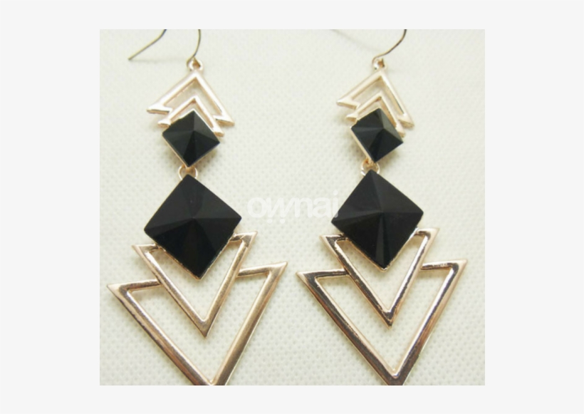 Black And Gold Triangle Earrings, transparent png download