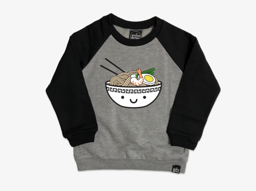 Kawaii Ramen Two-tone Raglan Sweatshirt - Sweatshirt, transparent png download