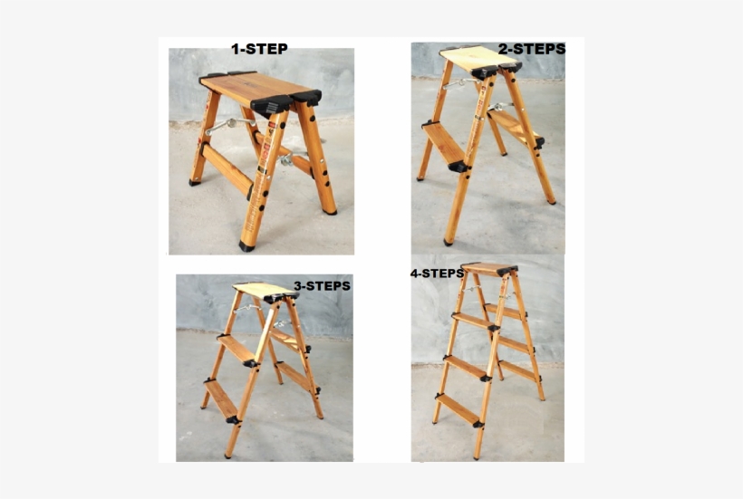 Wood Grain Aluminium 3 Step Ladder, transparent png download