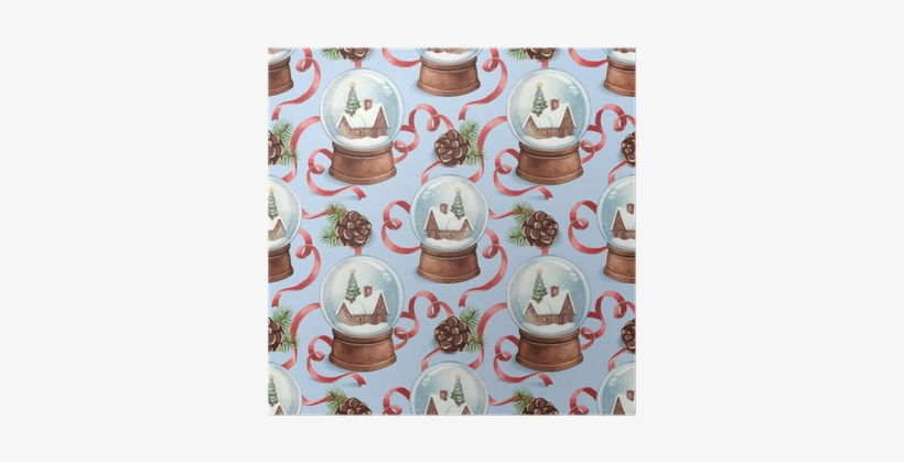 Watercolor Pattern With Illustration Of Snow Globe - Briarwood Lane Christmas Time Garden Flag, transparent png download