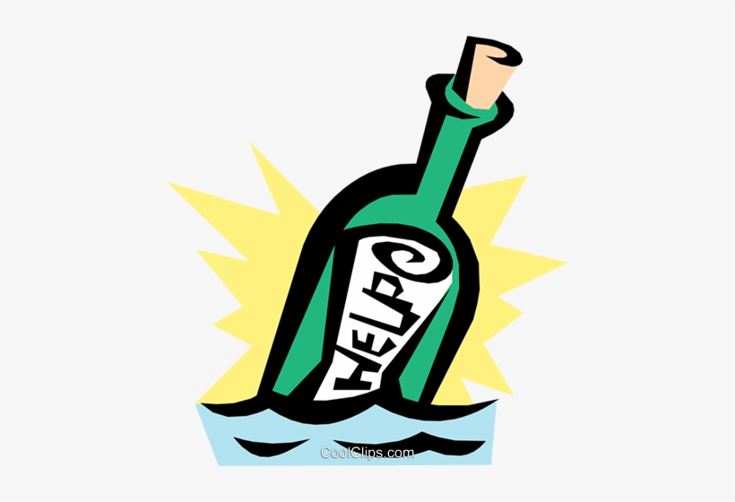 Message In A Bottle Royalty Free Vector Clip Art Illustration - Illustration, transparent png download