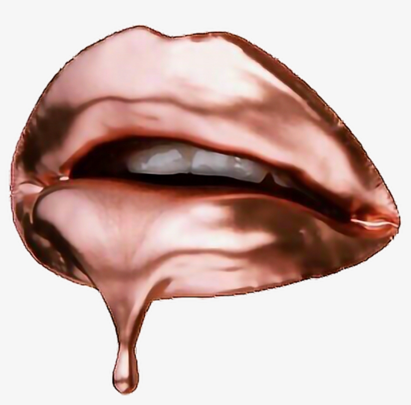 #dripping #rosegold #lips #kiss #lipstick - Rose Gold Lips, transparent png download