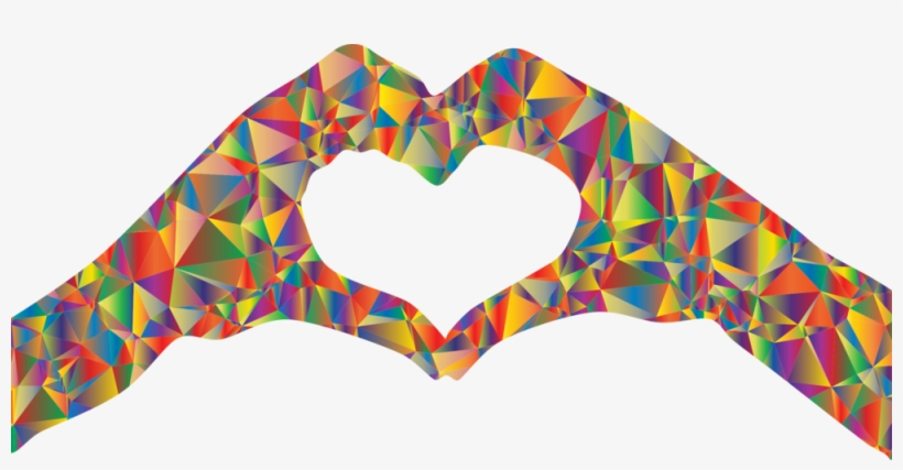 Low Polyprismatic Heart Hands Silhouette, transparent png download