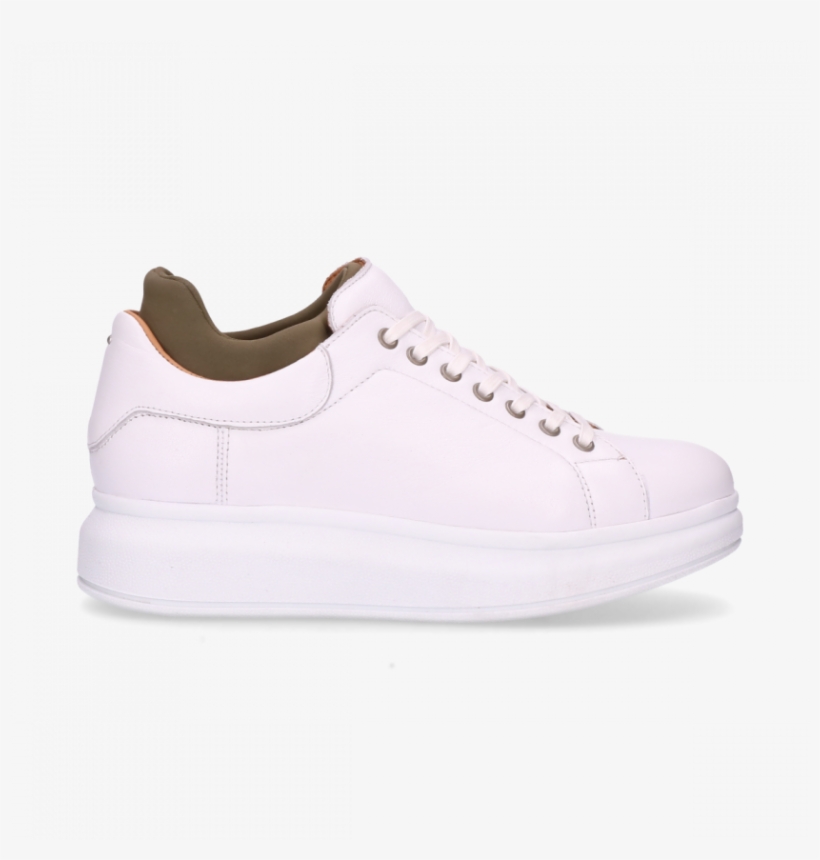 White Lace Up Sneaker Smooth Leather With Neoprene - Skate Shoe, transparent png download