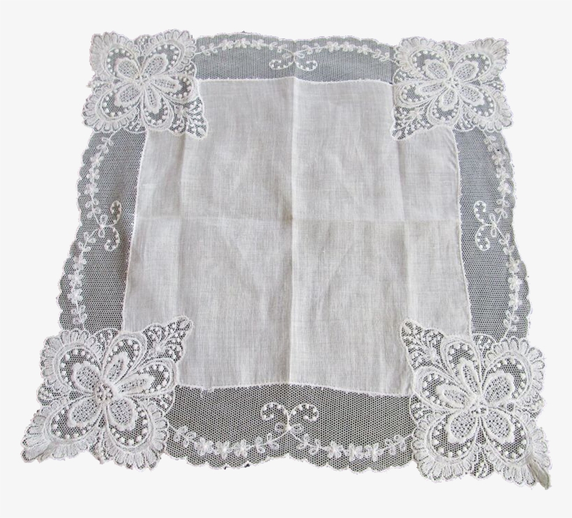 Antique Hanky Hankie Net Lace White Cotton Textile - Placemat, transparent png download