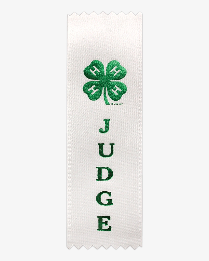 Identification White Judge Ribbon - 4 H Clover, transparent png download