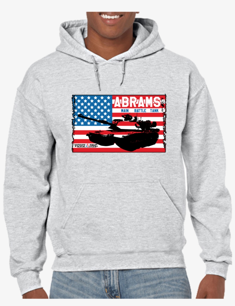 Usa M-1 Abrams Tank Flag Hoodie Hooded Pullover Sweatshirt - Gildan Ash Grey Hoodie, transparent png download