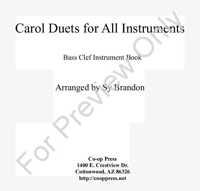 Carol Duets For All Instruments Bass Clef Book Thumbnail - Document, transparent png download