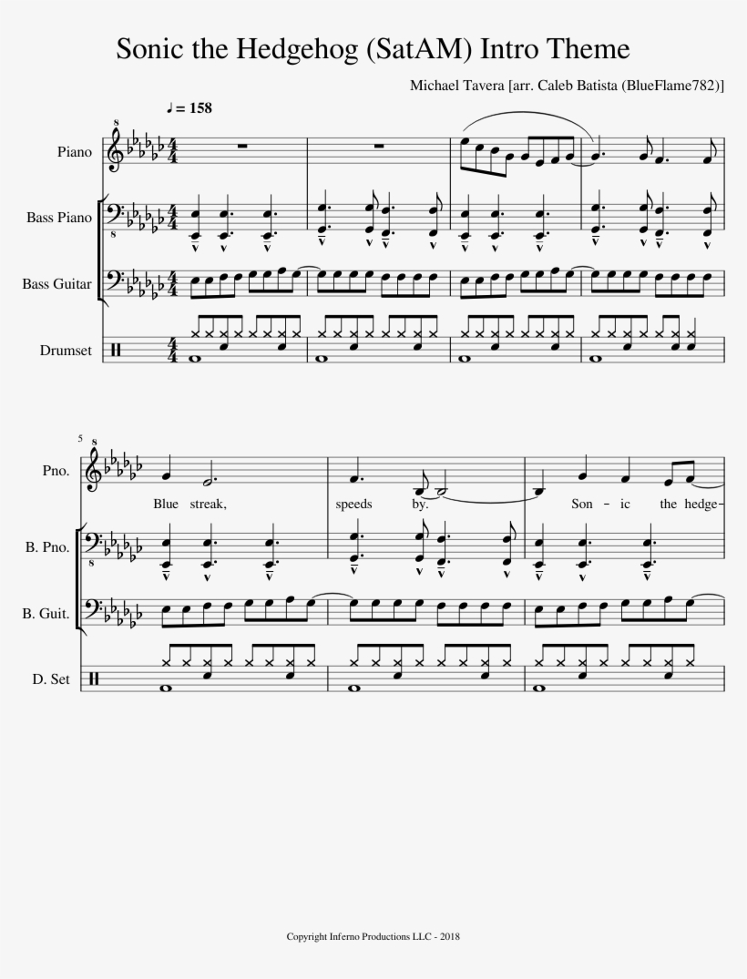 Sonic The Hedgehog Satam Intro Theme - Sheet Music, transparent png download