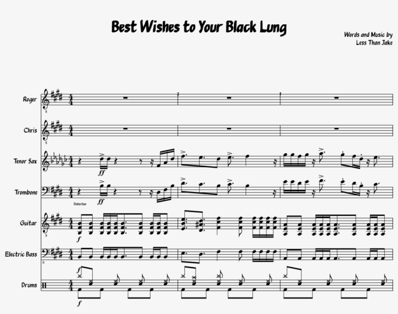 Best Wishes To Your Black Lung Sheet Music Composed - Made Alive Guitar Song, transparent png download