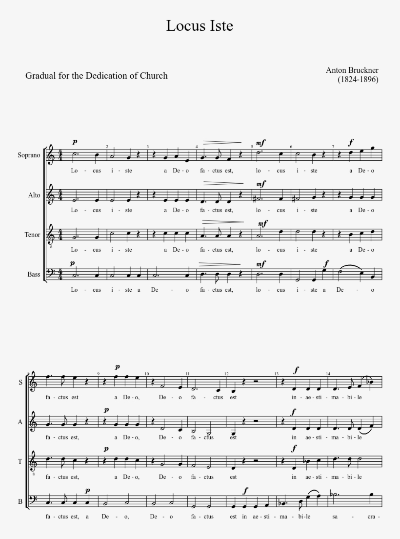 Locus Iste Sheet Music Composed By Anton Bruckner 1 - Bruckner Locus Iste Pdf Download, transparent png download