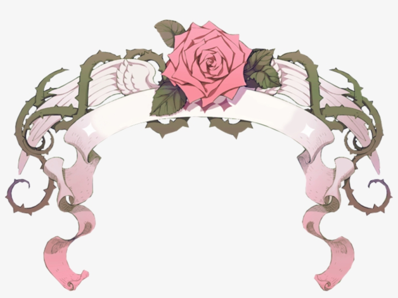#tattoo #rose #cartoon #thorns #wings #ribbon #pastel - Floribunda, transparent png download