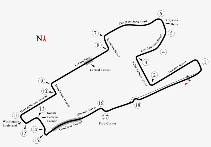 Downtown Detroit Street Circuit - F1 Detroit Street Circuit 1987, transparent png download