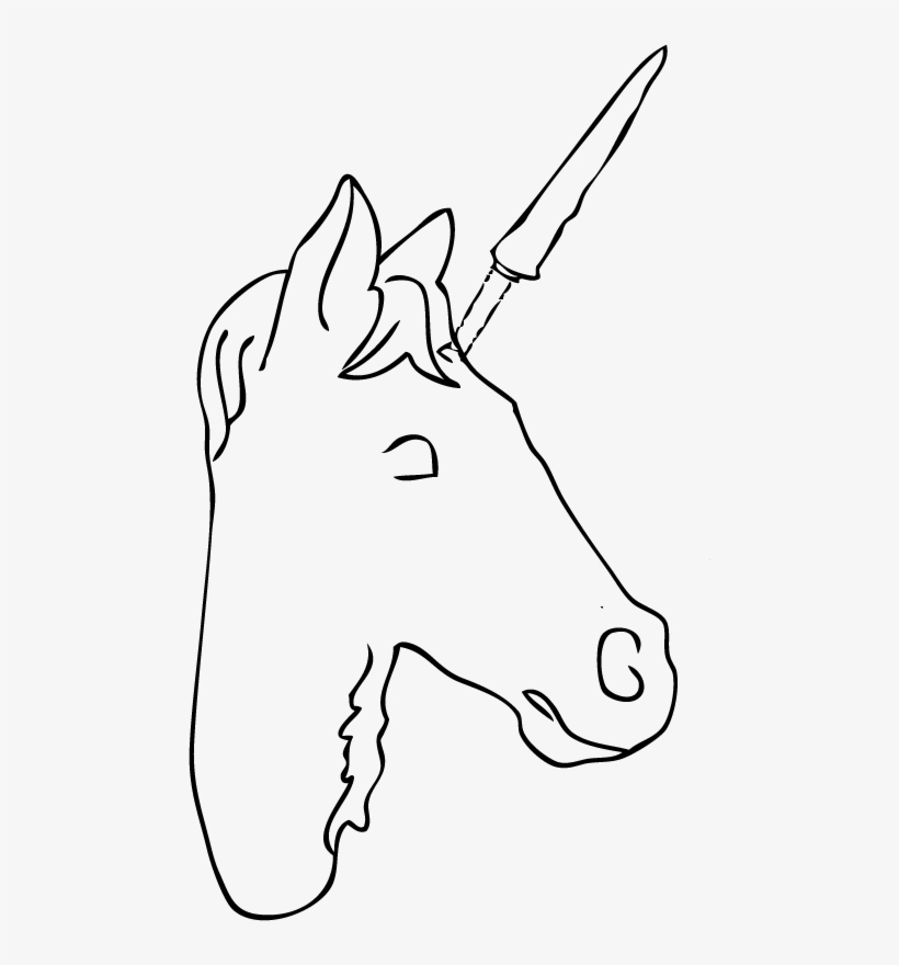Inserting Horn Into The Unicorn Head Inserting Horn - Line Art, transparent png download