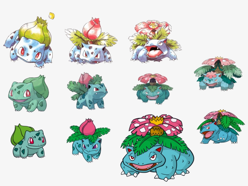 1mib, 1507x1080, Bulbasaur Line - Ken Sugimori Art Work, transparent png download