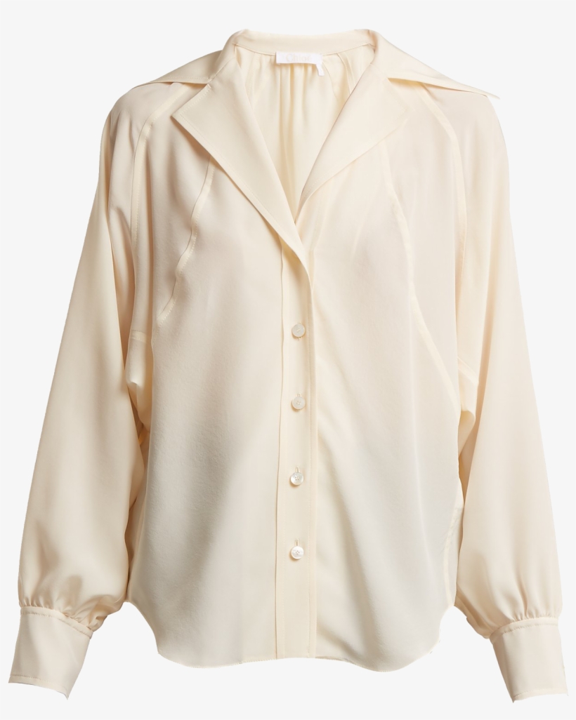 Chloé 오픈 칼라 실크 크레이프 드 신 셔츠 - Blouse, transparent png download