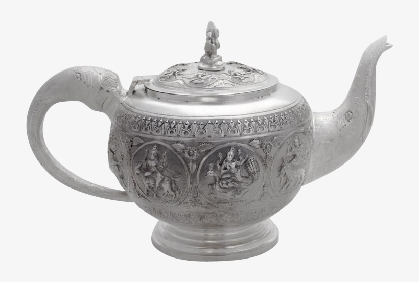 Antique Indian Raj Figural Teapot Elephant Spout Handle - Teapot, transparent png download