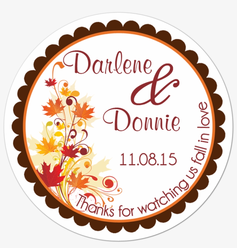 Fall Leaf Personalized Sticker Wedding Stickers - Leaf Art With Theme, transparent png download