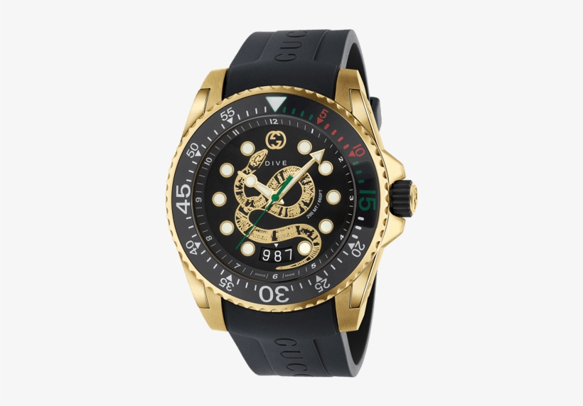 Gucci Dive Xl Black Yellow Snake Motif - Gucci Watch Men, transparent png download