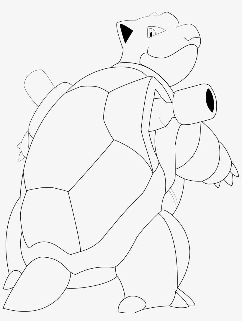 Blastoise Lineart By Alcadeas1 - Blastoise Lineart, transparent png download