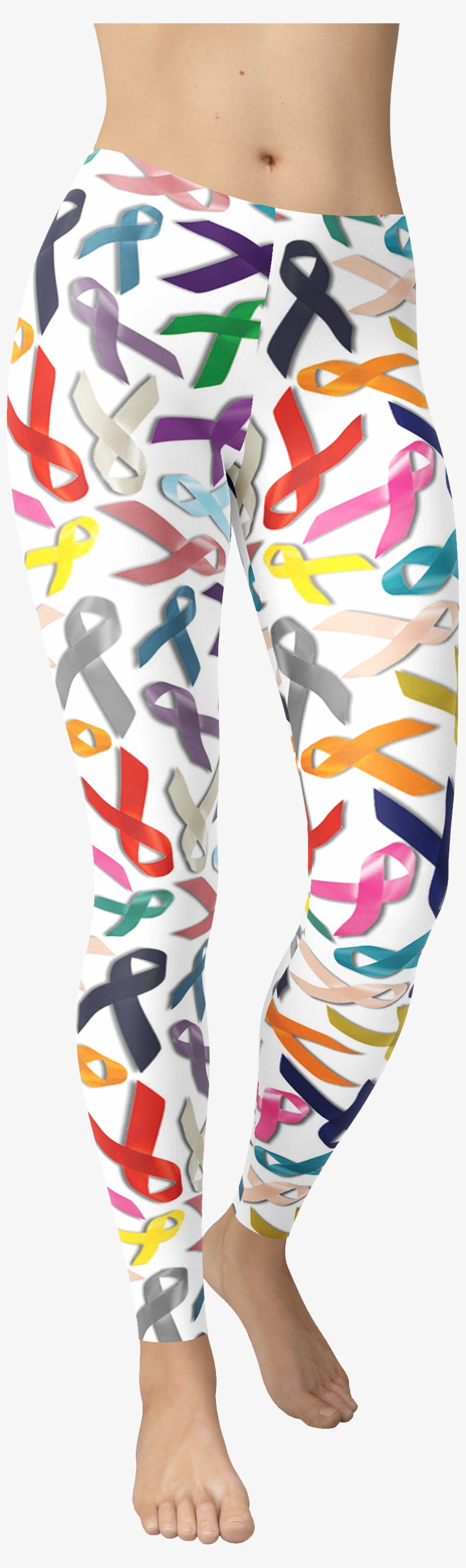 Cancer Ribbons White Leggings - Pajamas, transparent png download