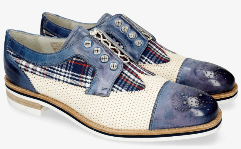 Derby Shoes Tom 22 Moroccan Blue Perfo White Tex Check - Slip-on Shoe, transparent png download
