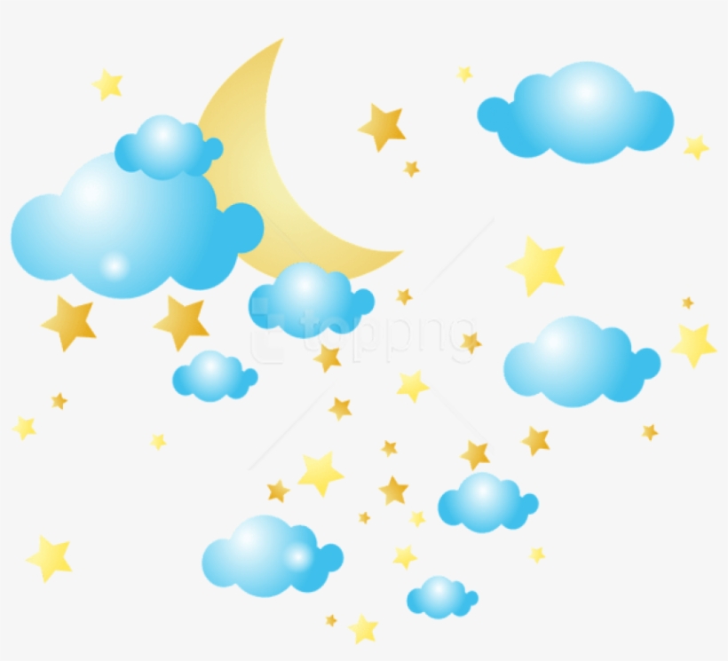 Free Png Download Moon Clouds And Stars Png Clip-art - Stars Moon And Clouds, transparent png download