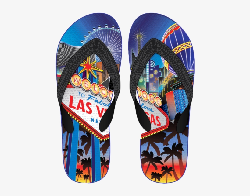 Welcome To Las Vegas Night Flip Flops - Flip-flops, transparent png download