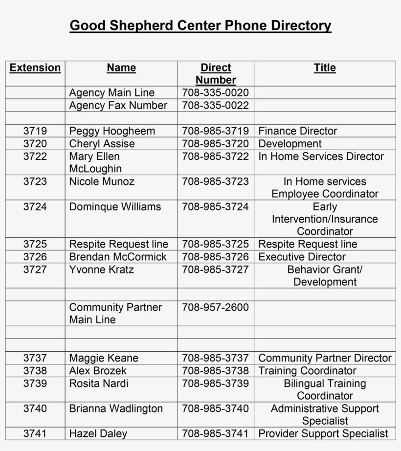 Good Shepherd Center Directory - Number, transparent png download