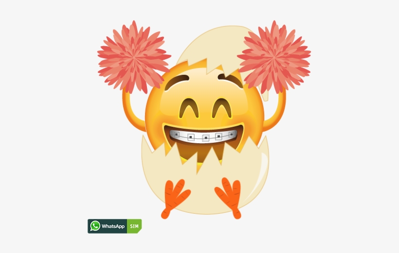 Freuendes Emoji Mit Cheerleader-pompons Und Grinsenden, transparent png download